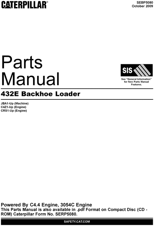 Product picture Parts Manual 432E Backhoe Loader CAT